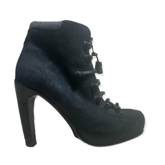 Rag & Bone Black suede lace up high heel platform mallory boots size 8 - Picture 3 of 17